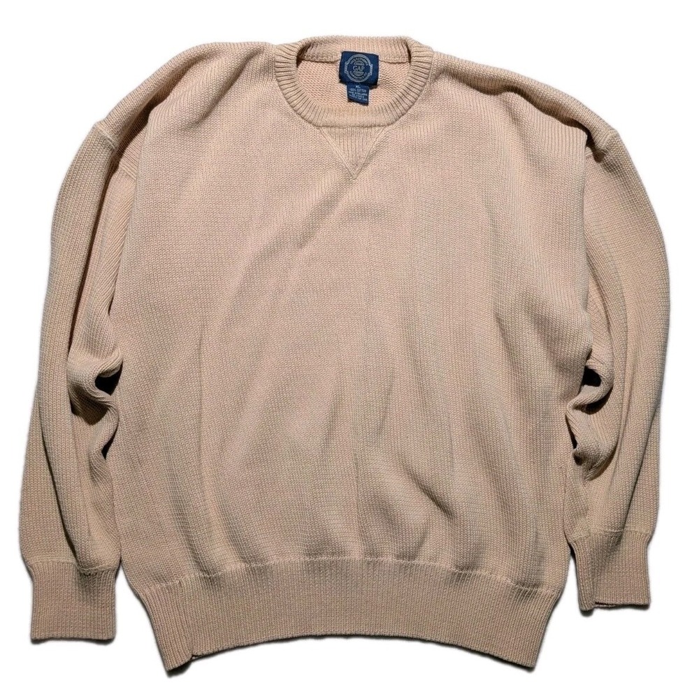 Vintage GAP Cotton Crewneck Sweater Men's‎ XL Beige Tan Heavy Knit